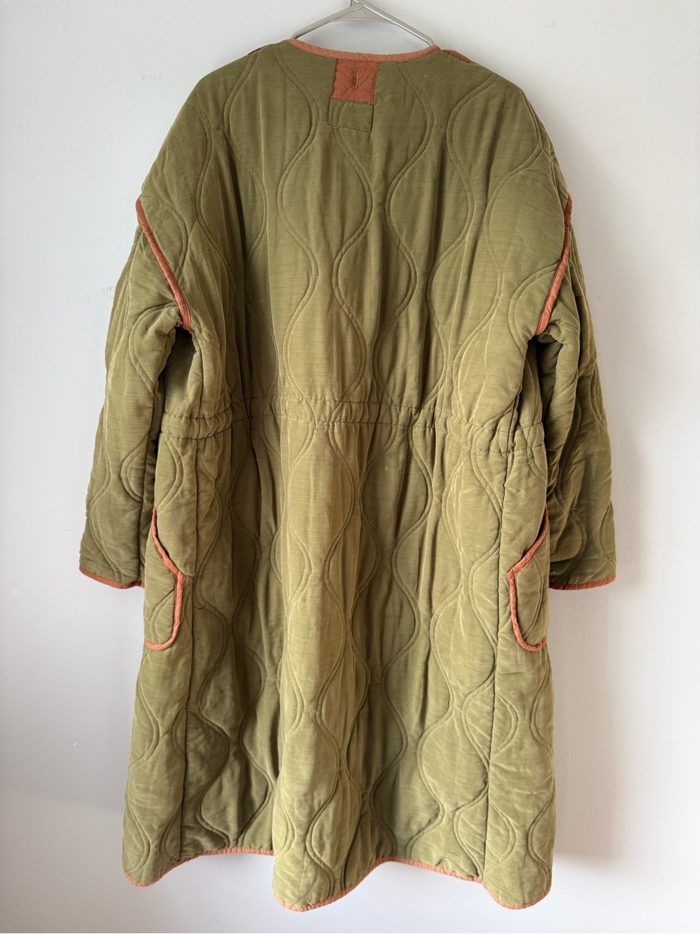 We The Free Lush It Duffle Coat Quilted Coat Army Green Brown Boho Soft Size M L - Picture 12 of 16